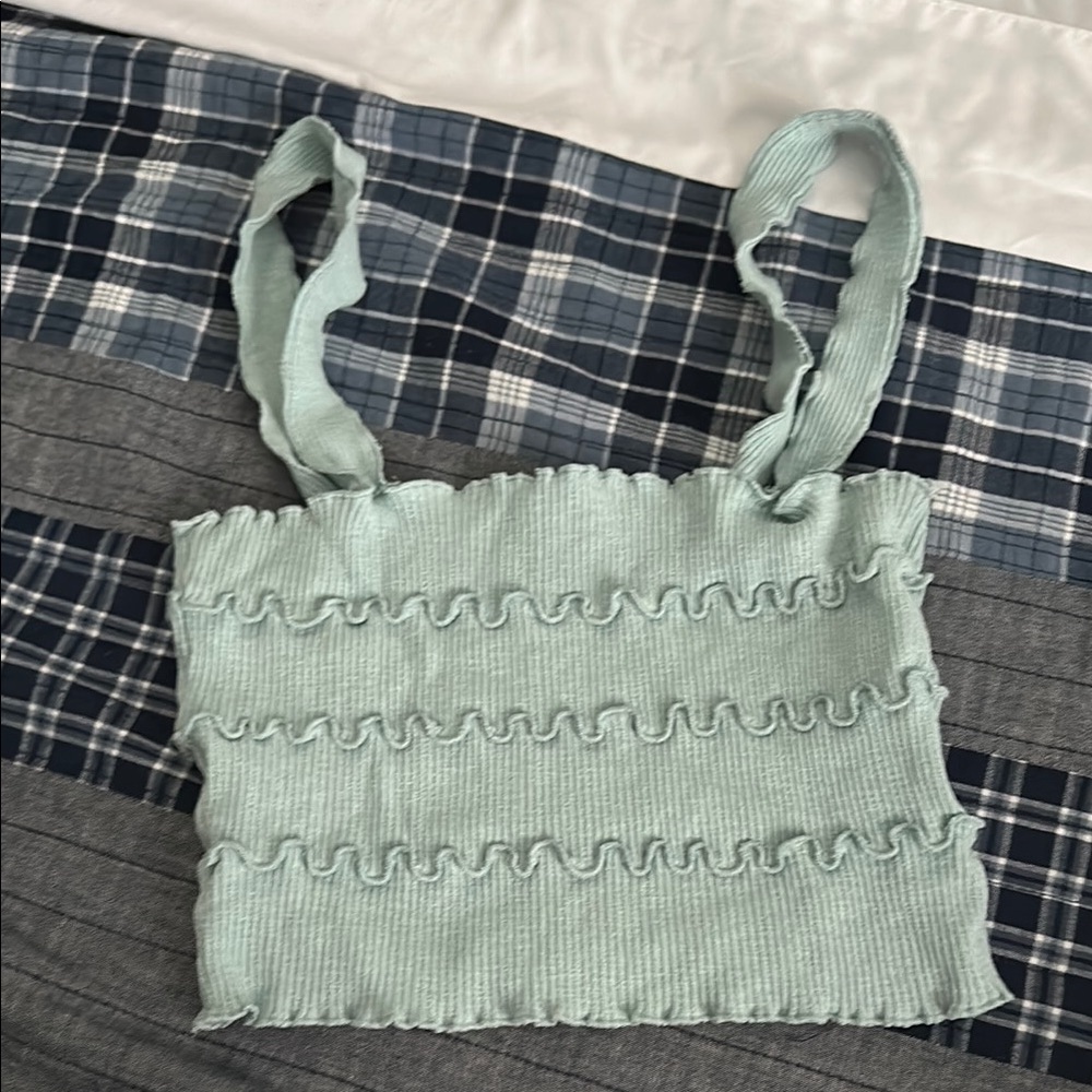 Mint Green Ruffled Zara Crop Top